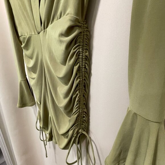 (NWT) FASHION NOVA Short Shorts Romper. Light Olive, S - Picture 3 of 10